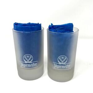 2 - JAGERMEISTER Frosted Shot Glasses Blown‎ 2 CL 4 CL ARC authentic SET